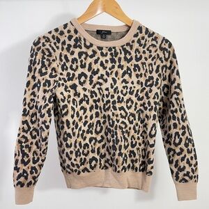 J. Crew Tan and Black Merino Wool Leopard Sweater Size S